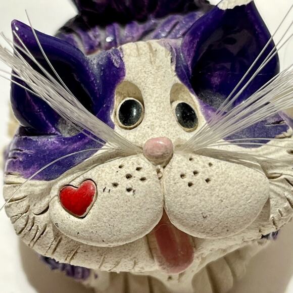 Pence Pets handmade clay cat sculpture business card holder - Picture 5 of 13